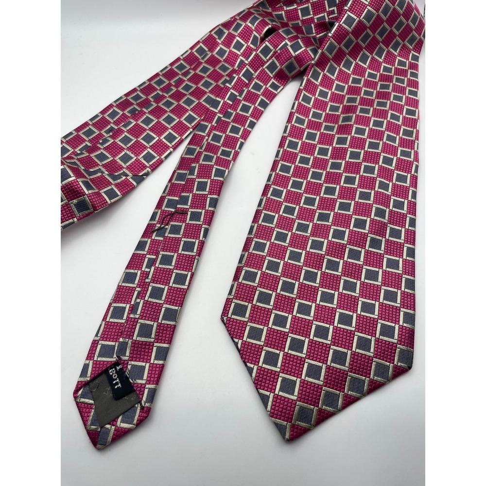 Robert Talbott Best of Class Pink Grey Geometric Silk Tie Bruce Baird & Co USA
